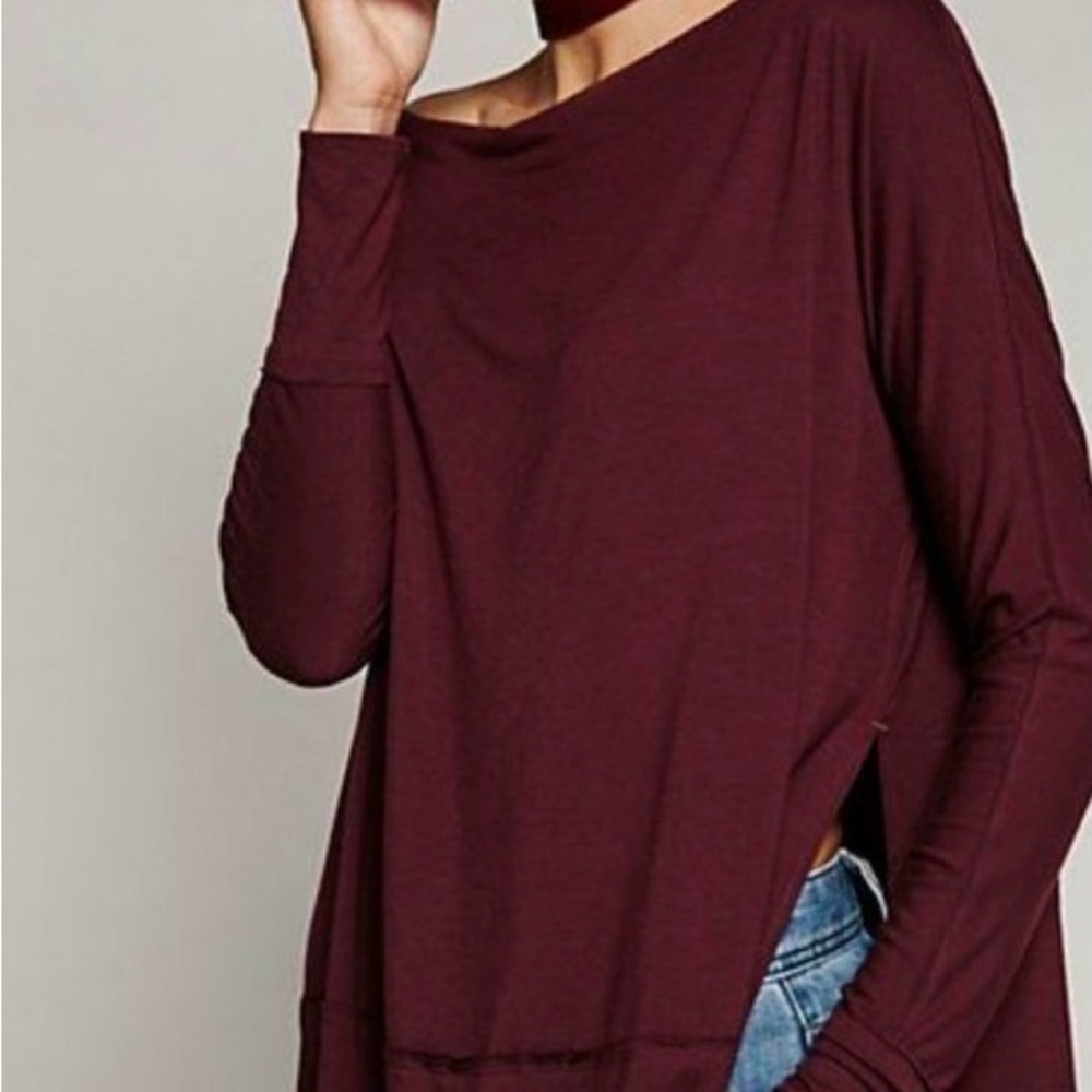 We The Free Luna Long sleeve Maroon long sleeve tunic XS